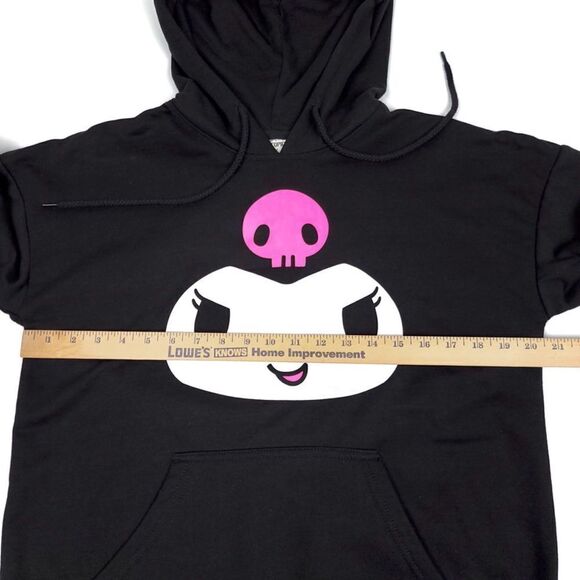 HOT TOPIC Hello Kitty Kuromi 3D Ears Oversized Fleece Hoodie Kawaii Small Black - Picture 6 of 9